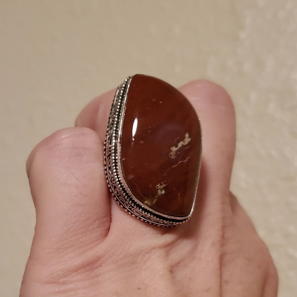 New Red Jasper 925 Silver Statement Ring. - Picture 5 of 12